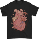 Mushroom Heart Foraging Mycology Mens T-Shirt 100% Cotton Black