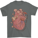 Mushroom Heart Foraging Mycology Mens T-Shirt 100% Cotton Charcoal