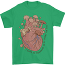 Mushroom Heart Foraging Mycology Mens T-Shirt 100% Cotton Irish Green