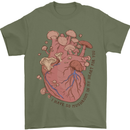 Mushroom Heart Foraging Mycology Mens T-Shirt 100% Cotton Military Green