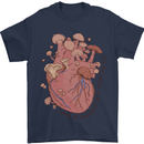 Mushroom Heart Foraging Mycology Mens T-Shirt 100% Cotton Navy Blue