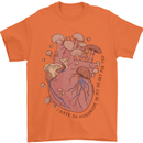 Mushroom Heart Foraging Mycology Mens T-Shirt 100% Cotton Orange