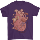Mushroom Heart Foraging Mycology Mens T-Shirt 100% Cotton Purple