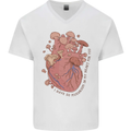 Mushroom Heart Foraging Mycology Mens V-Neck Cotton T-Shirt White