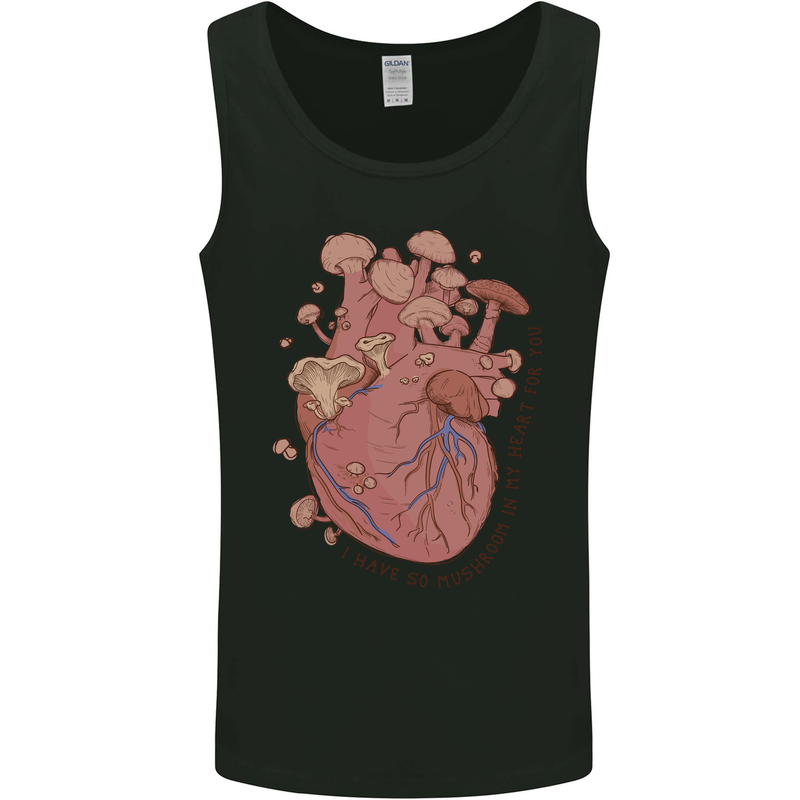 Mushroom Heart Foraging Mycology Mens Vest Tank Top Black
