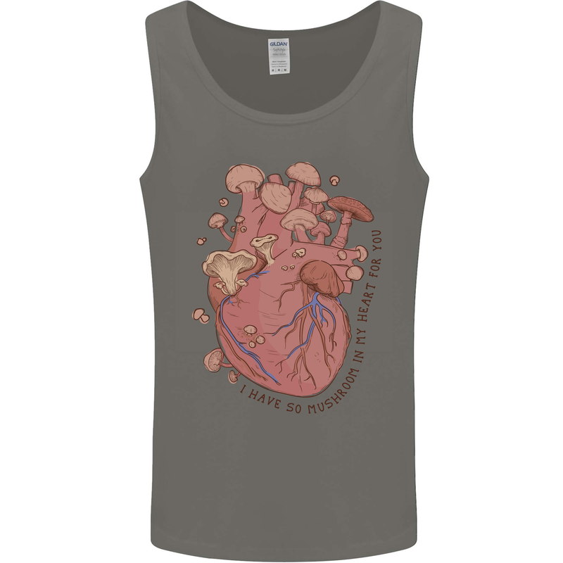 Mushroom Heart Foraging Mycology Mens Vest Tank Top Charcoal