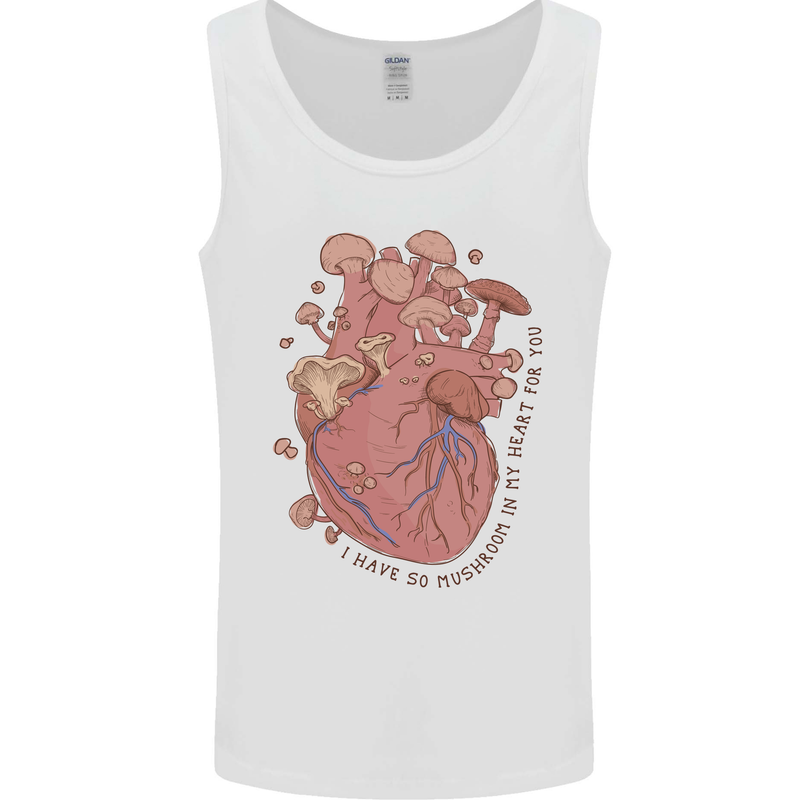 Mushroom Heart Foraging Mycology Mens Vest Tank Top White