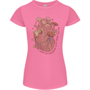 Mushroom Heart Foraging Mycology Womens Petite Cut T-Shirt Azalea