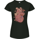 Mushroom Heart Foraging Mycology Womens Petite Cut T-Shirt Black