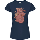 Mushroom Heart Foraging Mycology Womens Petite Cut T-Shirt Navy Blue