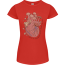 Mushroom Heart Foraging Mycology Womens Petite Cut T-Shirt Red