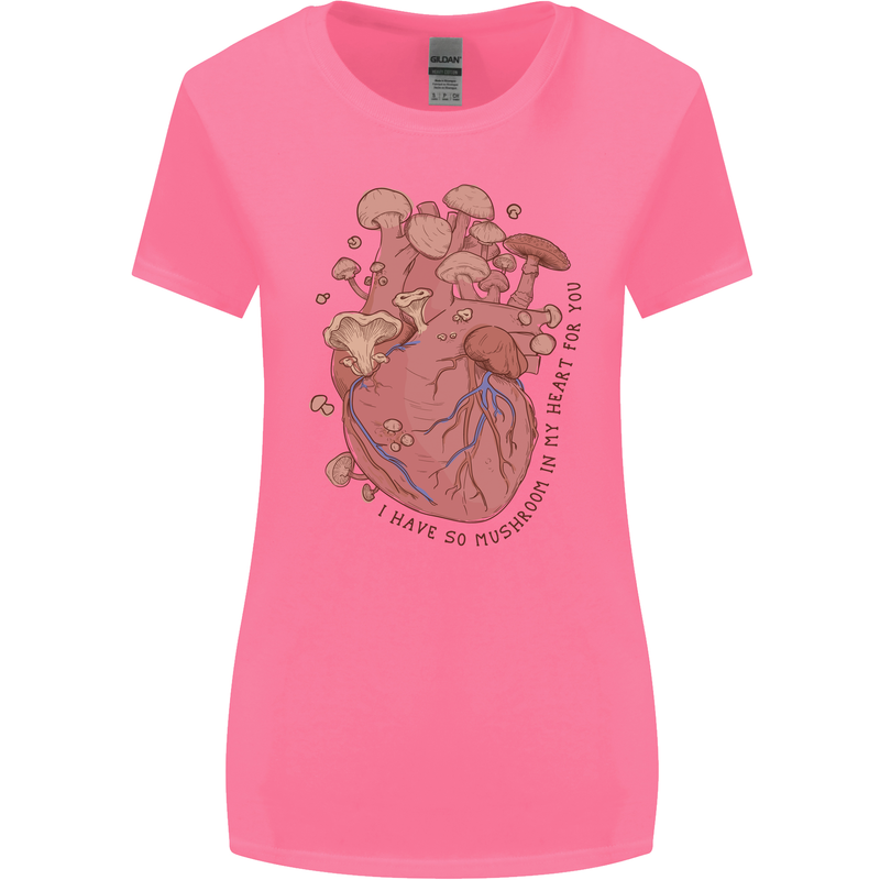 Mushroom Heart Foraging Mycology Womens Wider Cut T-Shirt Azalea