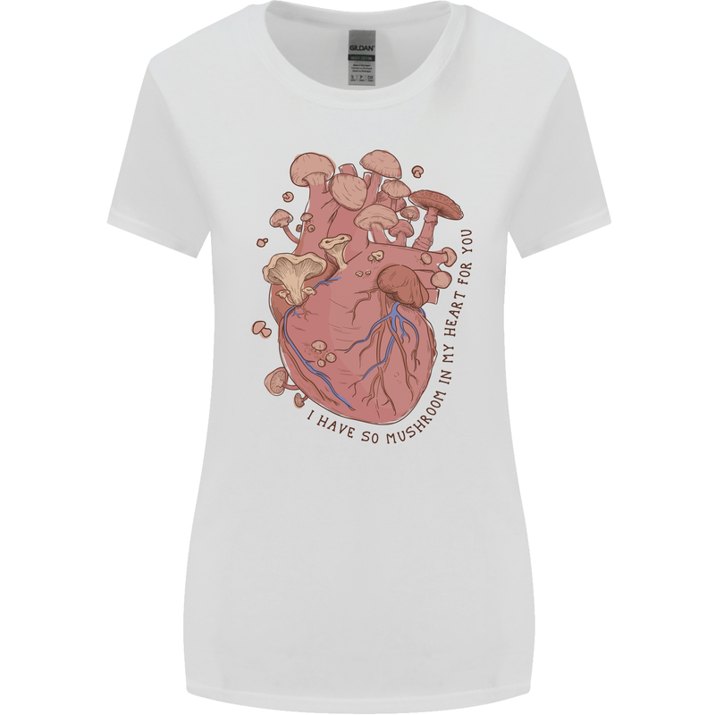 Mushroom Heart Foraging Mycology Womens Wider Cut T-Shirt White