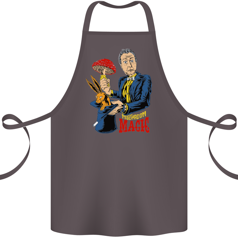 Mushroom Magic LSD Drug Culture Festival Cotton Apron 100% Organic Dark Grey