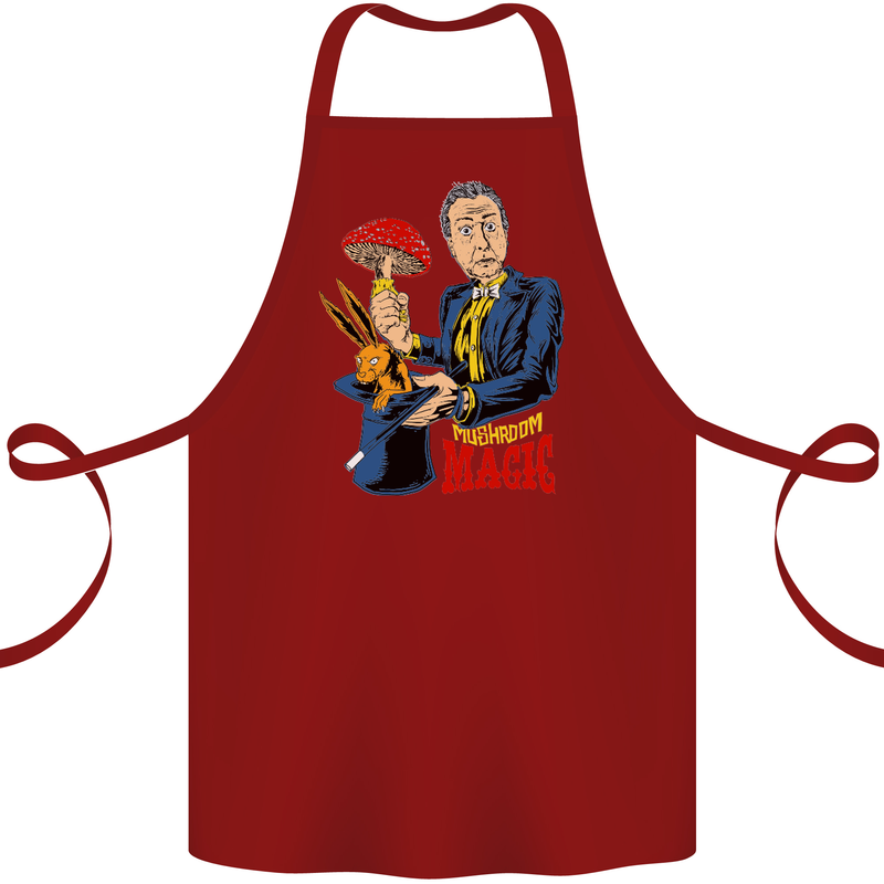 Mushroom Magic LSD Drug Culture Festival Cotton Apron 100% Organic Maroon
