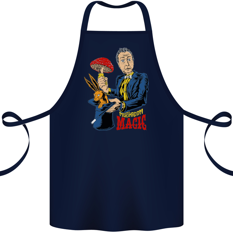 Mushroom Magic LSD Drug Culture Festival Cotton Apron 100% Organic Navy Blue