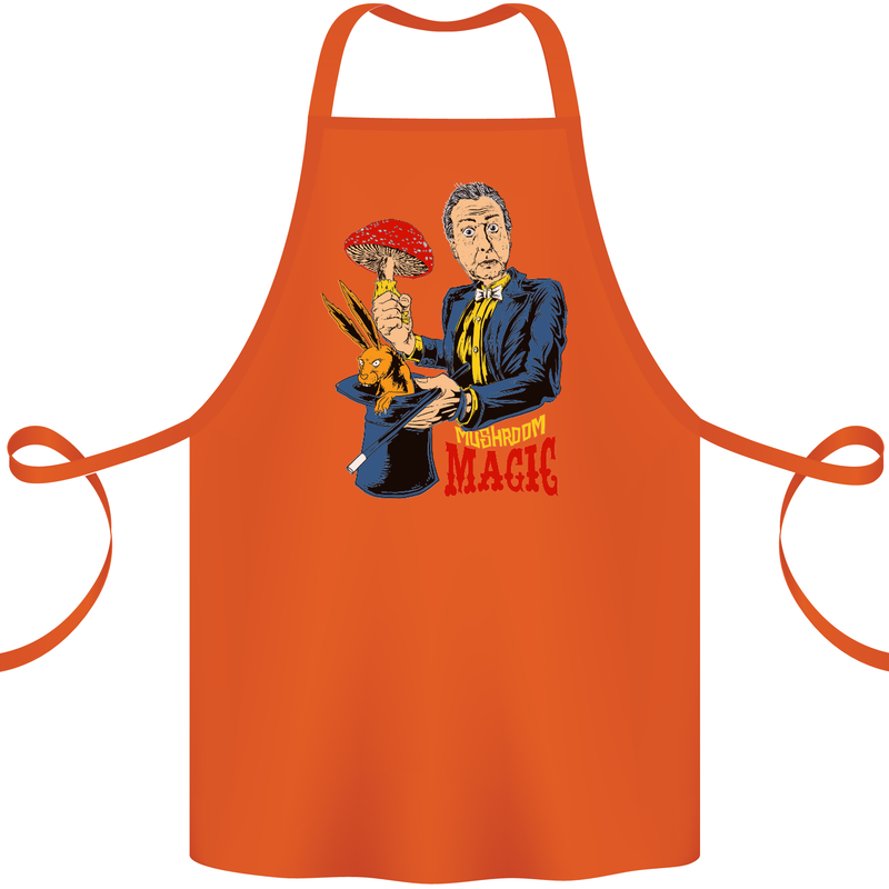 Mushroom Magic LSD Drug Culture Festival Cotton Apron 100% Organic Orange