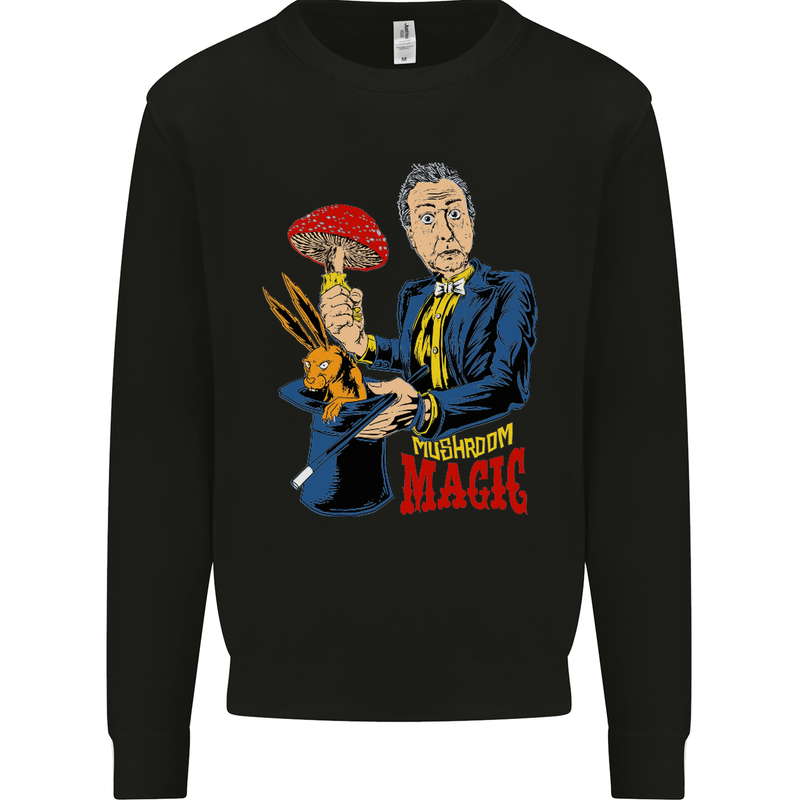 Mushroom Magic LSD Drug Culture Festival Kids Sweatshirt Jumper Black