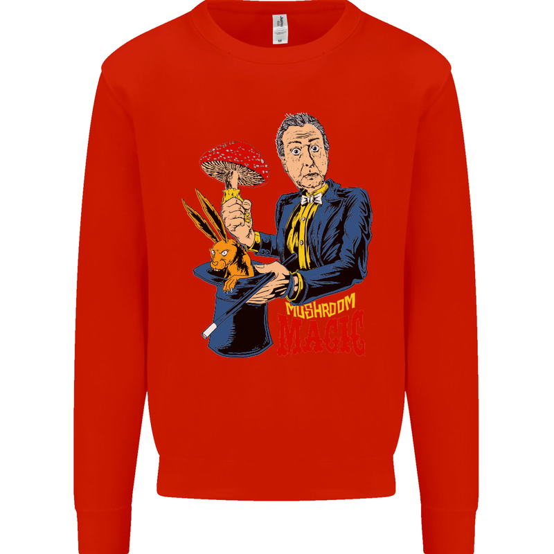 Mushroom Magic LSD Drug Culture Festival Kids Sweatshirt Jumper Bright Red