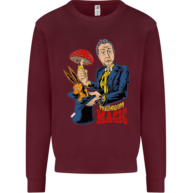 Mushroom Magic LSD Drug Culture Festival Kids Sweatshirt Jumper Maroon