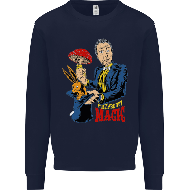 Mushroom Magic LSD Drug Culture Festival Kids Sweatshirt Jumper Navy Blue