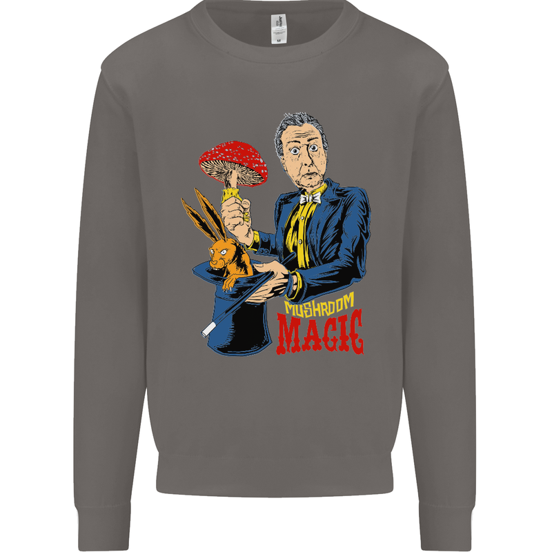 Mushroom Magic LSD Drug Culture Festival Mens Sweatshirt Jumper Charcoal