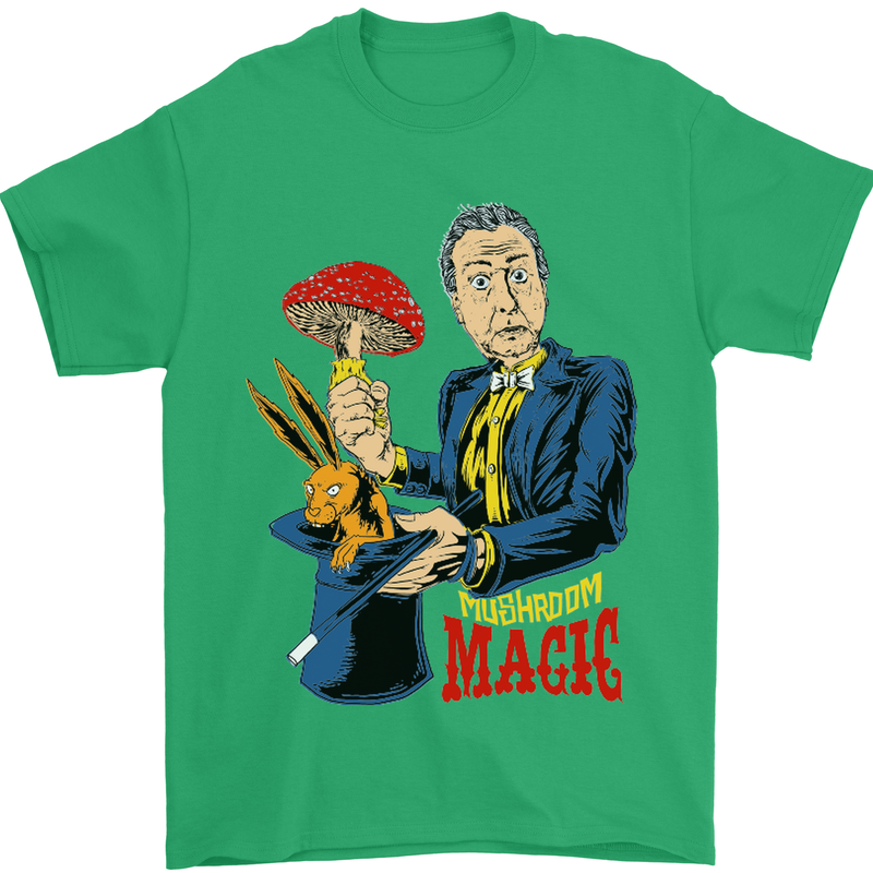Mushroom Magic LSD Drug Culture Festival Mens T-Shirt Cotton Gildan Irish Green