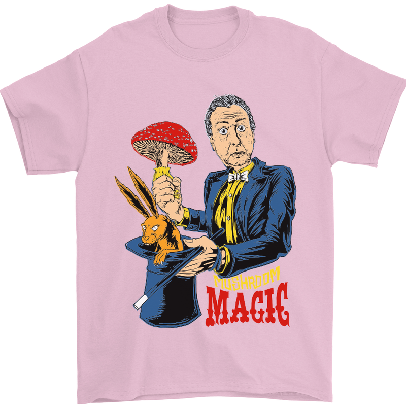 Mushroom Magic LSD Drug Culture Festival Mens T-Shirt Cotton Gildan Light Pink