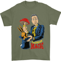 Mushroom Magic LSD Drug Culture Festival Mens T-Shirt Cotton Gildan Military Green