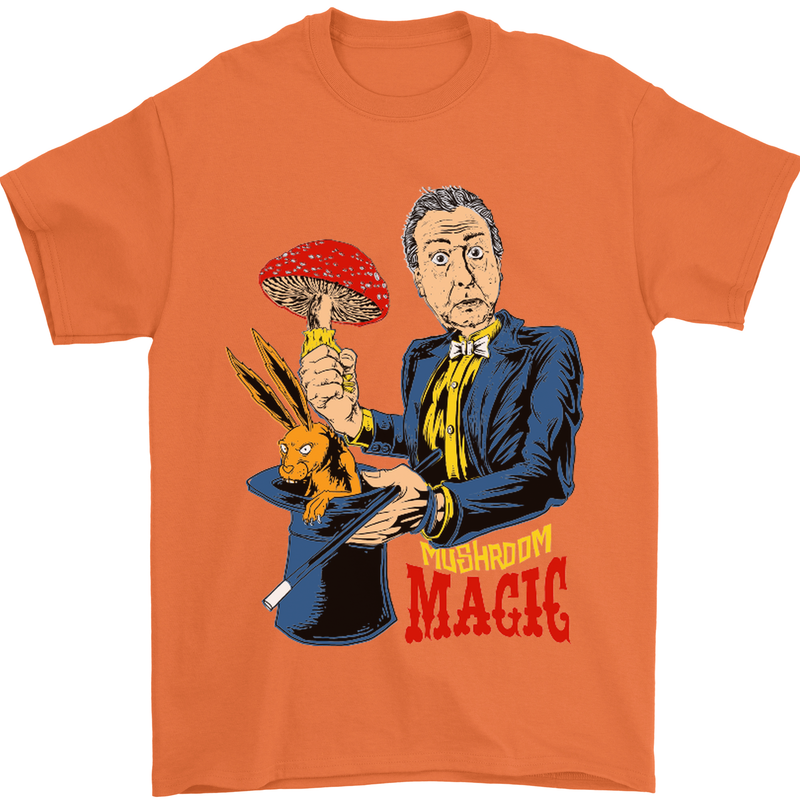 Mushroom Magic LSD Drug Culture Festival Mens T-Shirt Cotton Gildan Orange