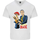 Mushroom Magic LSD Drug Culture Festival Mens V-Neck Cotton T-Shirt White