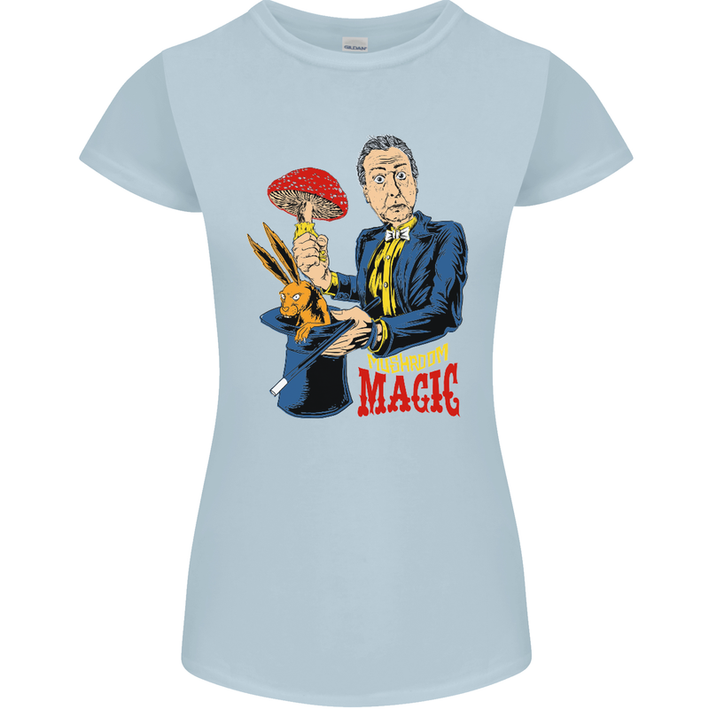 Mushroom Magic LSD Drug Culture Festival Womens Petite Cut T-Shirt Light Blue