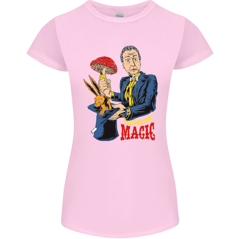 Mushroom Magic LSD Drug Culture Festival Womens Petite Cut T-Shirt Light Pink