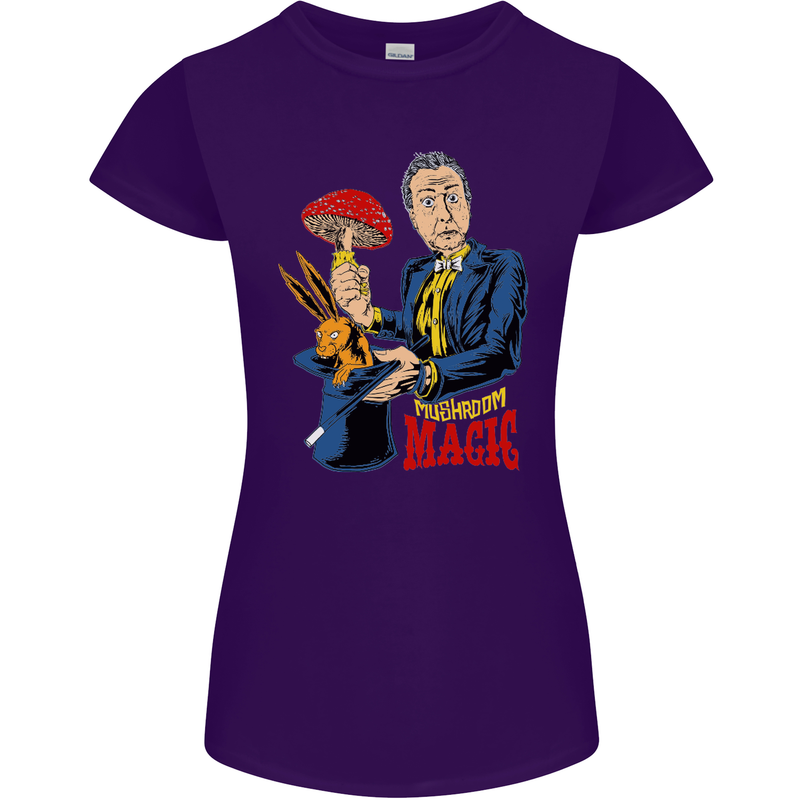 Mushroom Magic LSD Drug Culture Festival Womens Petite Cut T-Shirt Purple