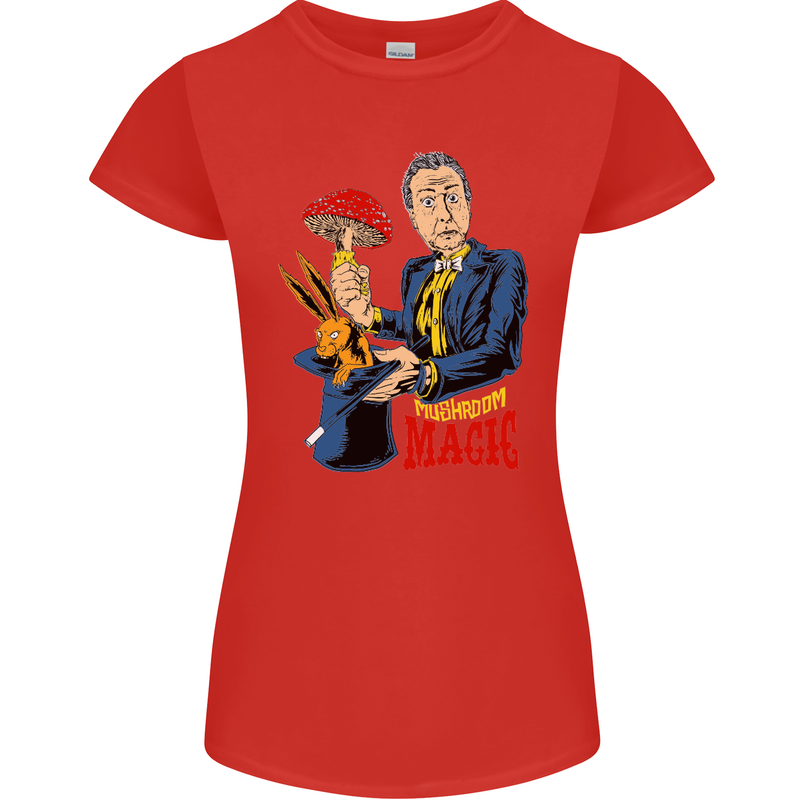 Mushroom Magic LSD Drug Culture Festival Womens Petite Cut T-Shirt Red