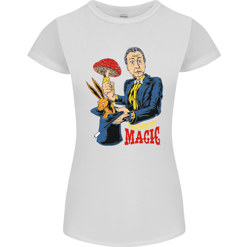 Mushroom Magic LSD Drug Culture Festival Womens Petite Cut T-Shirt White
