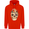 Mushroom Skull Nature Ecology Toadstool Childrens Kids Hoodie Bright Red