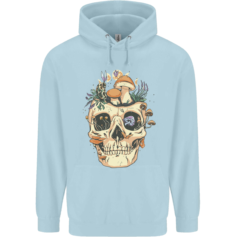 Mushroom Skull Nature Ecology Toadstool Childrens Kids Hoodie Light Blue