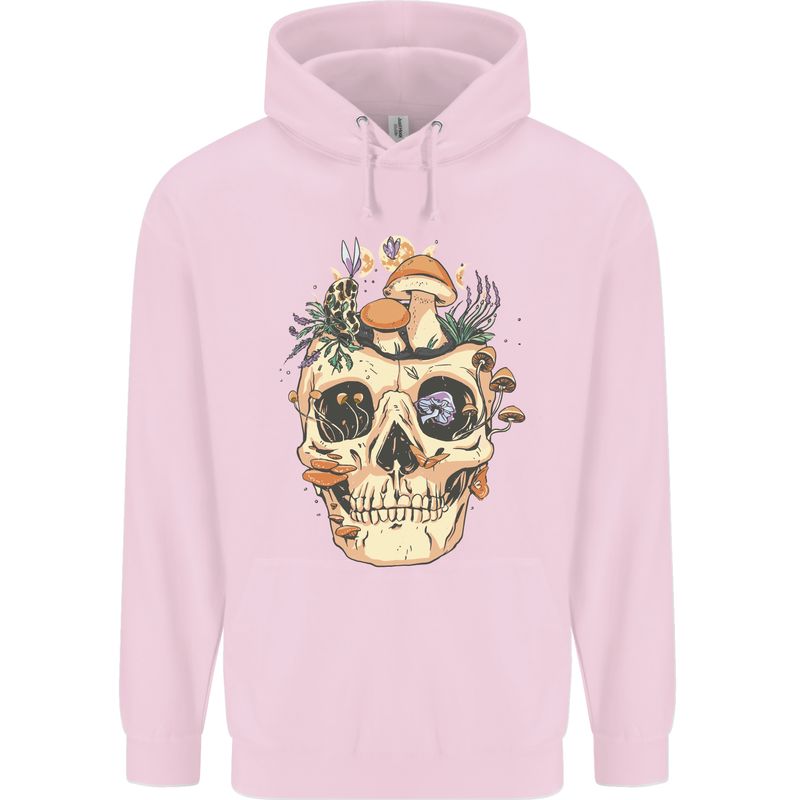 Mushroom Skull Nature Ecology Toadstool Childrens Kids Hoodie Light Pink
