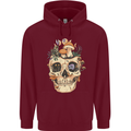 Mushroom Skull Nature Ecology Toadstool Childrens Kids Hoodie Maroon