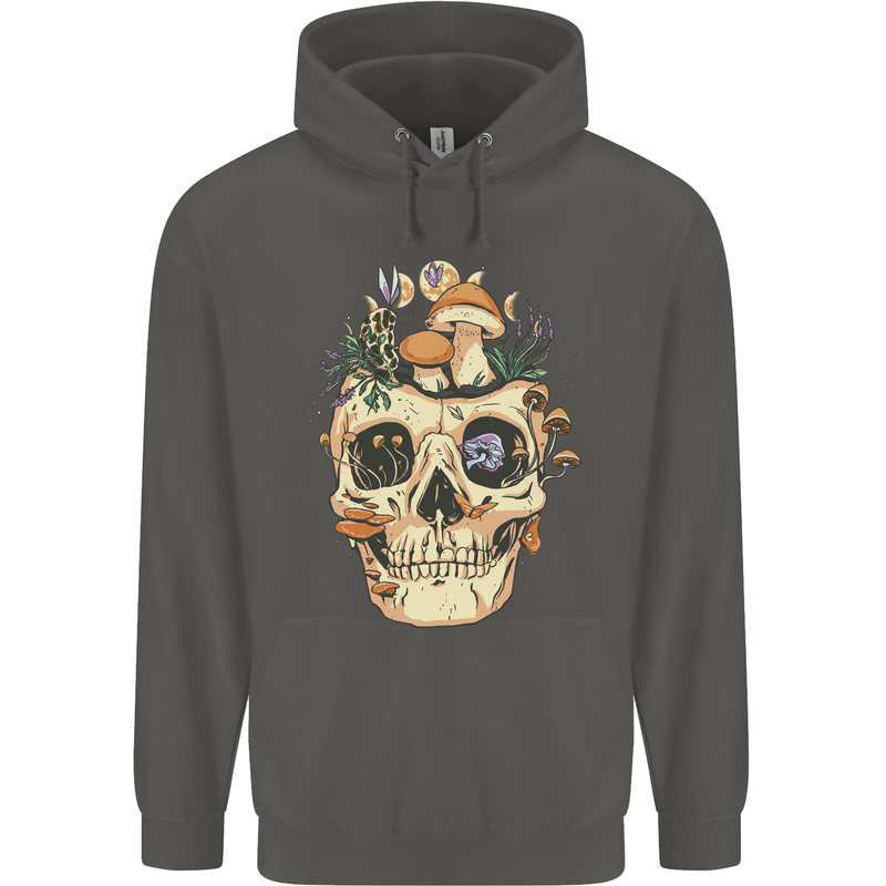 Mushroom Skull Nature Ecology Toadstool Childrens Kids Hoodie Storm Grey