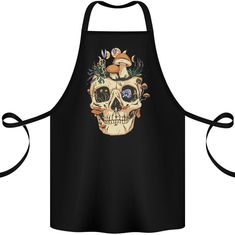 Mushroom Skull Nature Ecology Toadstool Cotton Apron 100% Organic Black