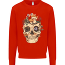 Mushroom Skull Nature Ecology Toadstool Kids Sweatshirt Jumper Bright Red