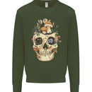 Mushroom Skull Nature Ecology Toadstool Kids Sweatshirt Jumper Forest Green