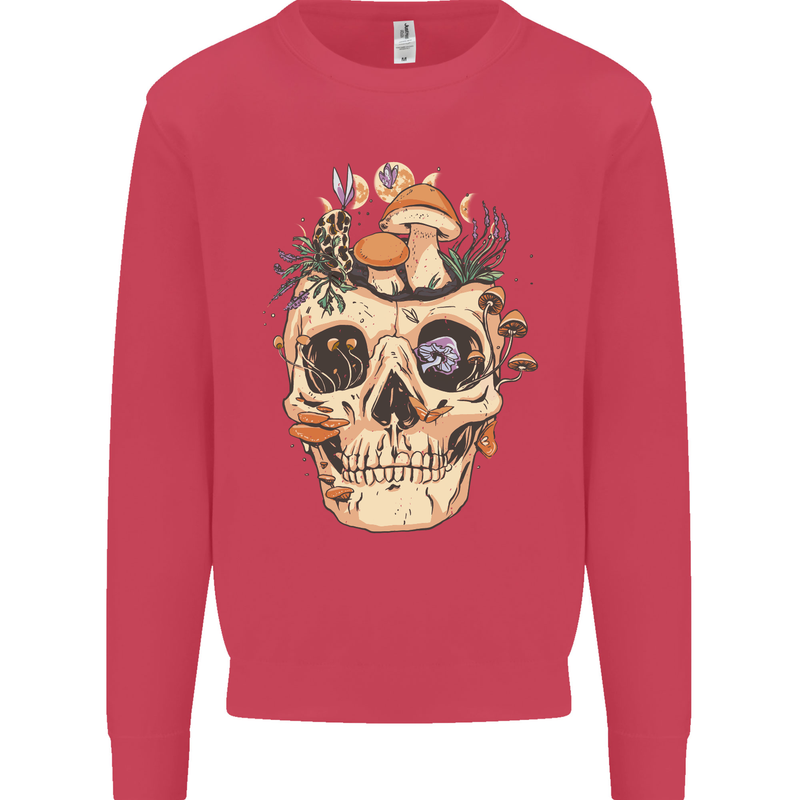 Mushroom Skull Nature Ecology Toadstool Kids Sweatshirt Jumper Heliconia