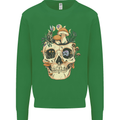 Mushroom Skull Nature Ecology Toadstool Kids Sweatshirt Jumper Irish Green