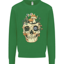 Mushroom Skull Nature Ecology Toadstool Kids Sweatshirt Jumper Irish Green