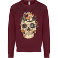 Mushroom Skull Nature Ecology Toadstool Kids Sweatshirt Jumper Maroon