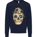 Mushroom Skull Nature Ecology Toadstool Kids Sweatshirt Jumper Navy Blue