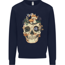 Mushroom Skull Nature Ecology Toadstool Kids Sweatshirt Jumper Navy Blue